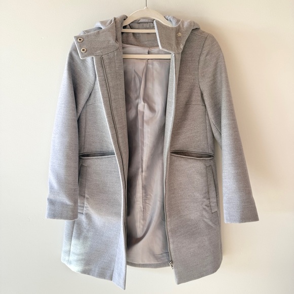 ASOS Petite Gray Slim Hooded Coat with Zip Front | Womens US 4 (Petite) - Picture 7 of 11